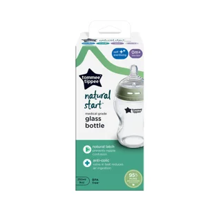 شیشه شیر شیشه ای تامی تیپی مدل Natural Start ظرفیت 250 میلی لیتر Tommee Tippee